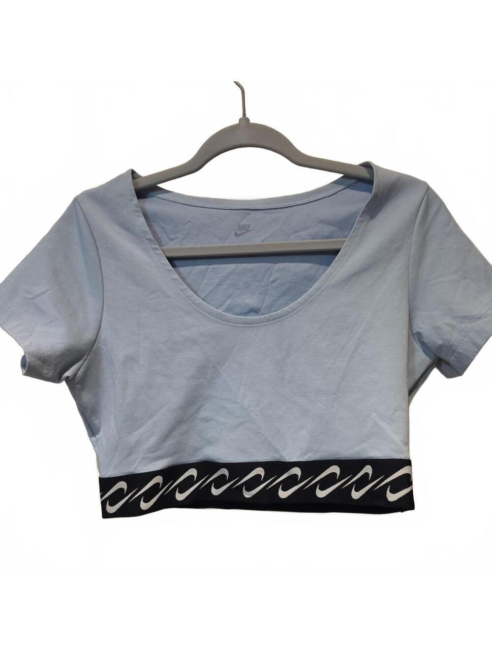 Nike Essential Swoosh Women’s Cropped Top Baby Blue Sz L